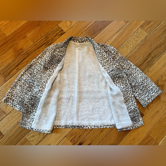 Pendleton Animal Cat Print Linen Blend Coat Blazer Jacket Brown/White Women Sz L - Picture 12 of 16